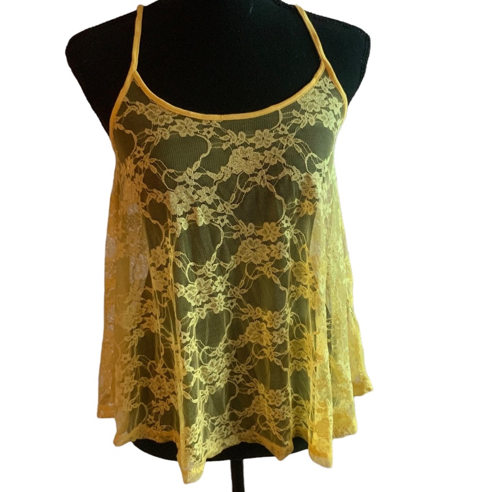 H&M yellow lace racer back Tank Top size 2